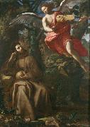 Francesco Cozza Saint Francis consoled by an Angel Sweden oil painting artist
